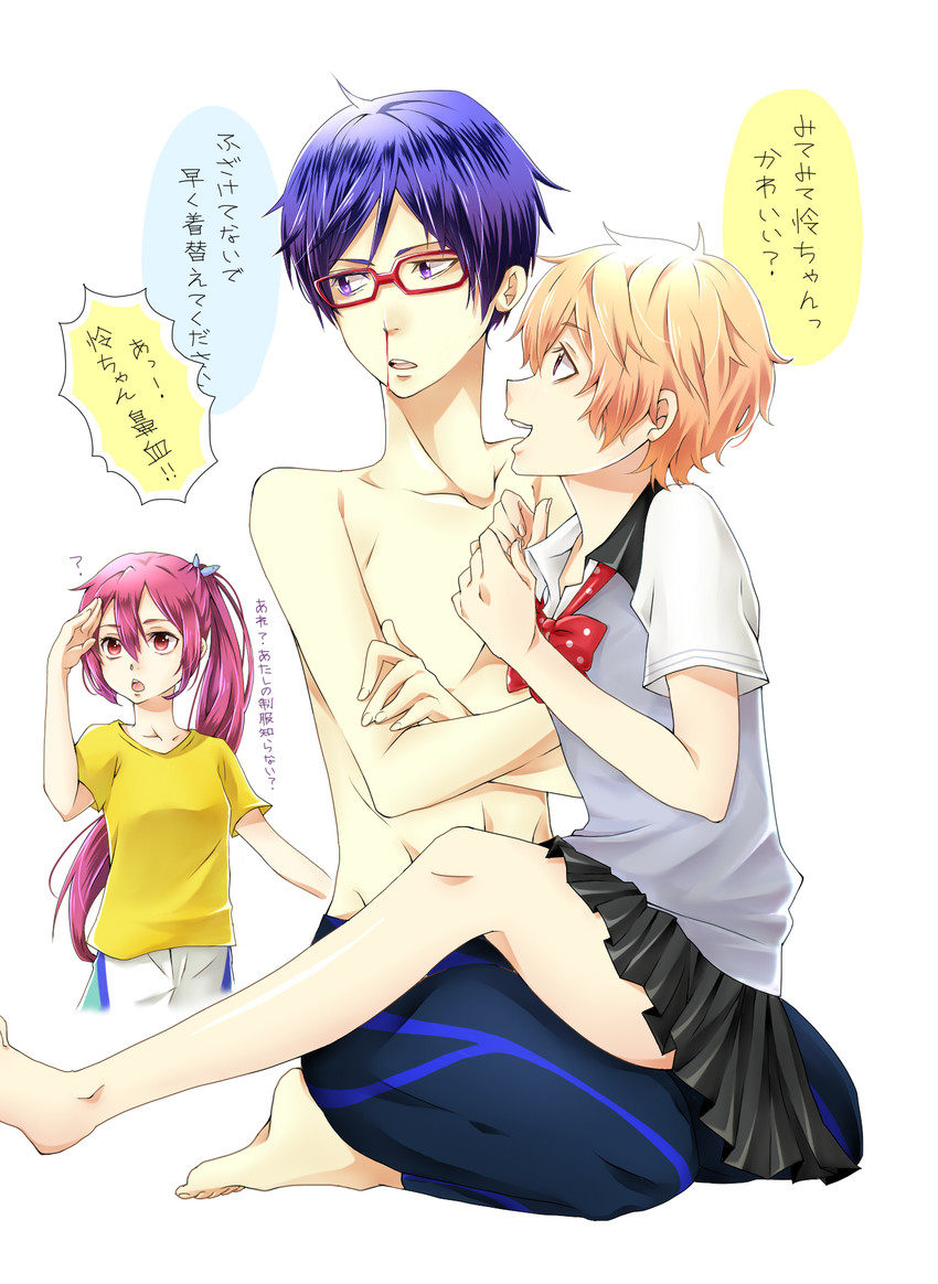 matsuoka gou, hazuki nagisa, and ryuugazaki rei (free!) drawn by yuke_(ku0704)