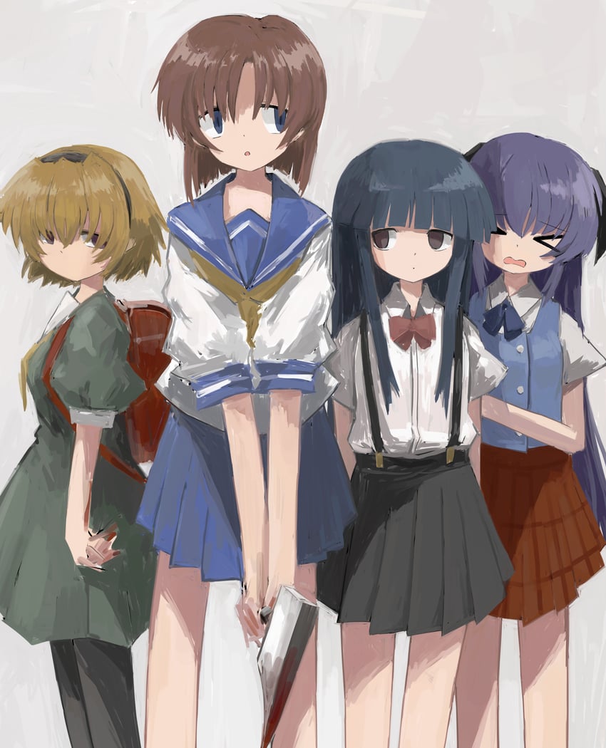 furude rika, ryuuguu rena, houjou satoko, and hanyuu (higurashi no naku koro ni) drawn by hairo_(r228n)