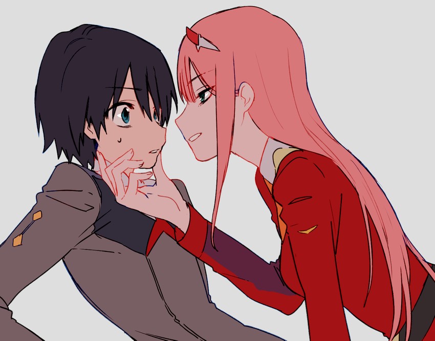 zero two and hiro (darling in the franxx) drawn by 320_(romsen)