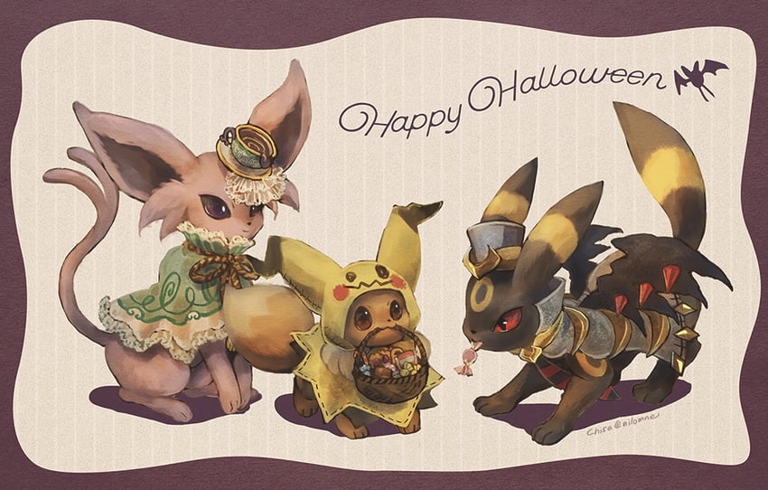 eevee, umbreon, mimikyu, espeon, giratina, and 2 more (pokemon) drawn by momomo12
