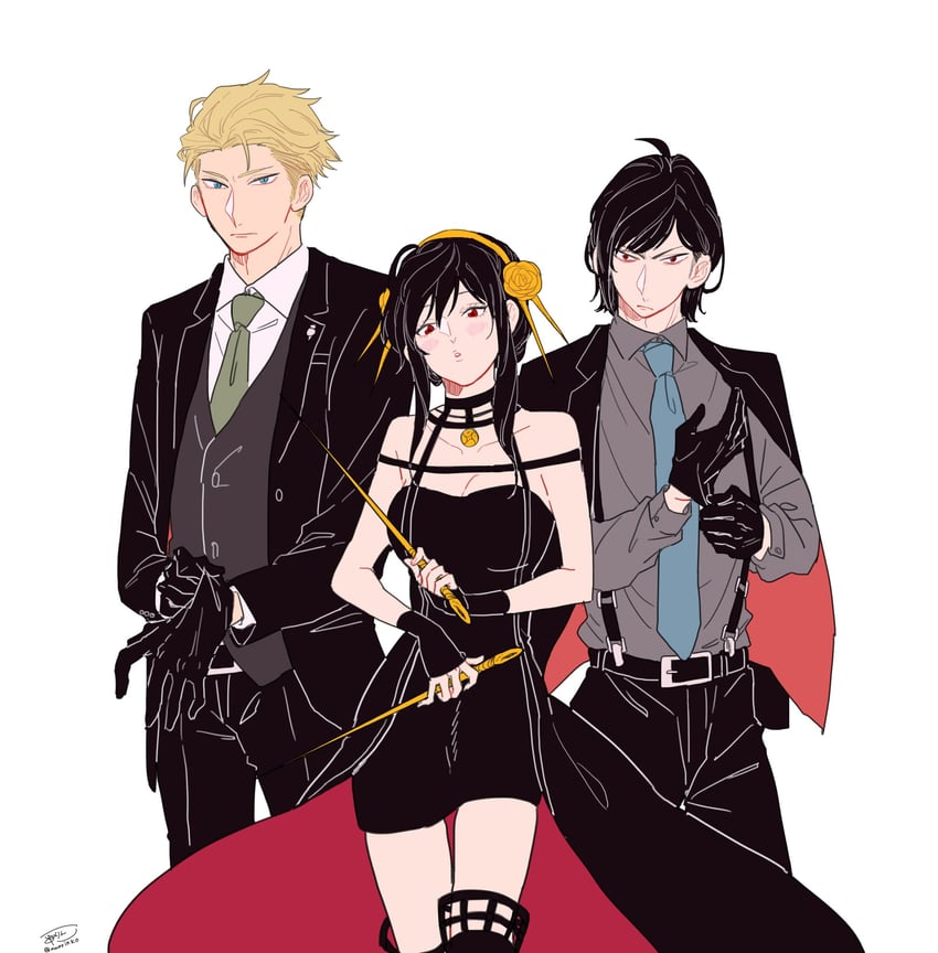 yor briar, twilight, and yuri briar (spy x family) drawn by awarinko
