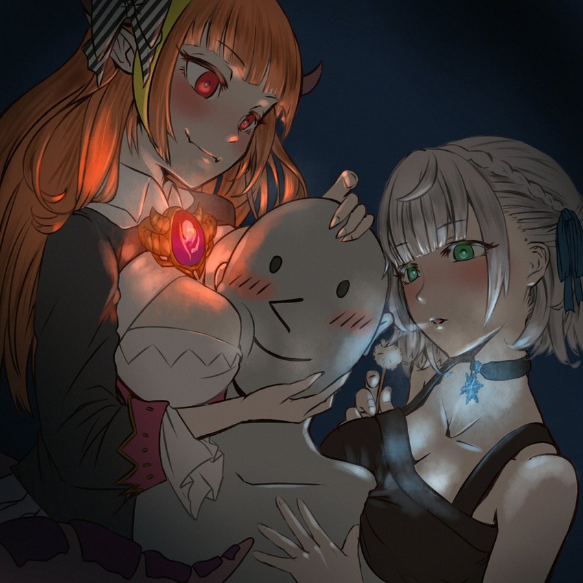 shirogane noel, kiryu coco, and ryoushi chicken soup grass big chungus (hololive) drawn by otk