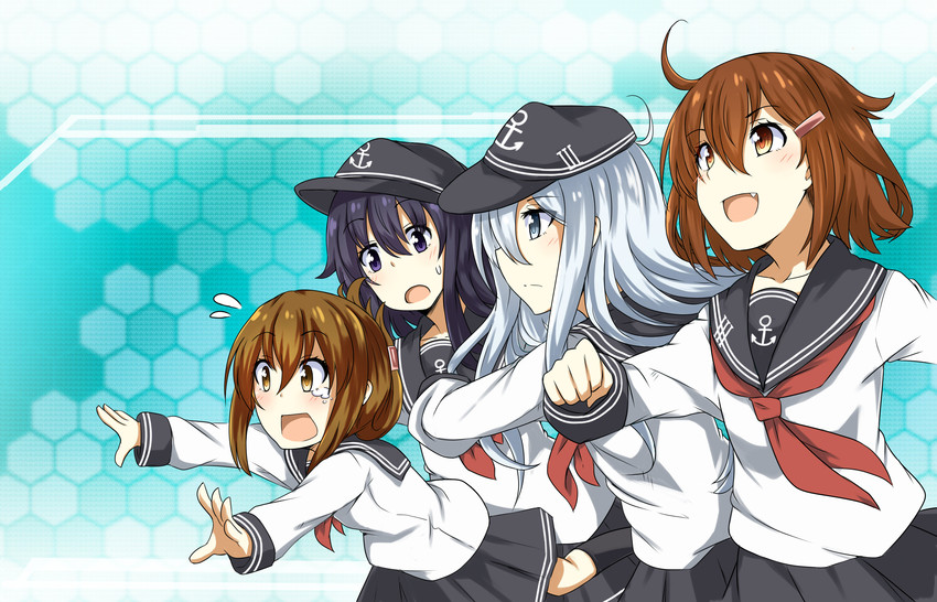 hibiki, inazuma, ikazuchi, and akatsuki (kantai collection) drawn by shiraha_(orega-gandamud)