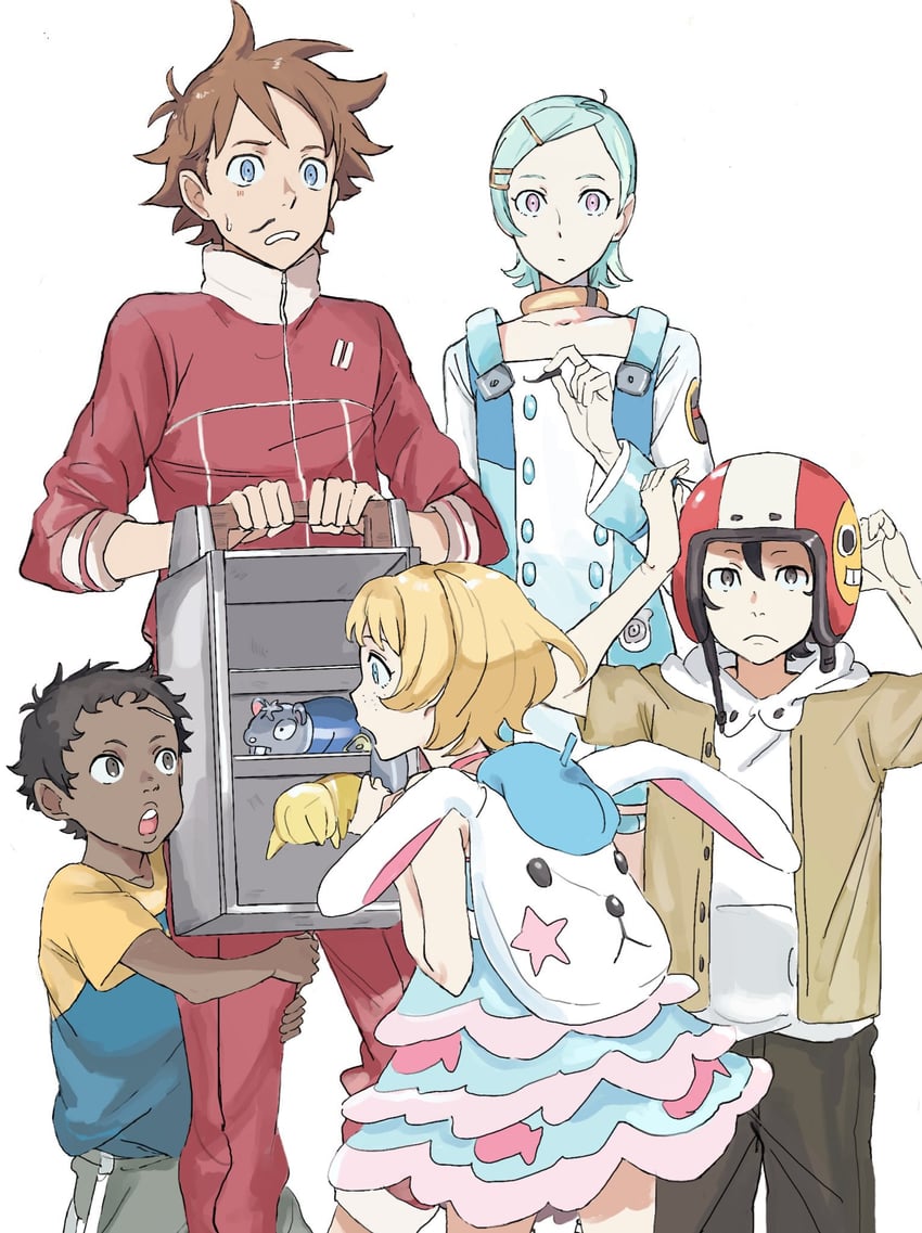 eureka, renton thurston, maeter, linck, and maurice (eureka seven) drawn by rueisi_(namezari)