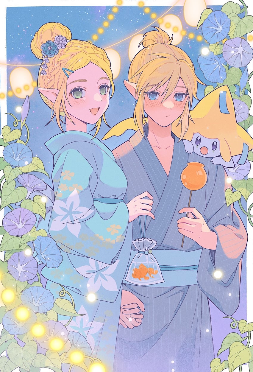 link, princess zelda, and jirachi (pokemon and 2 more) drawn by rutiwa