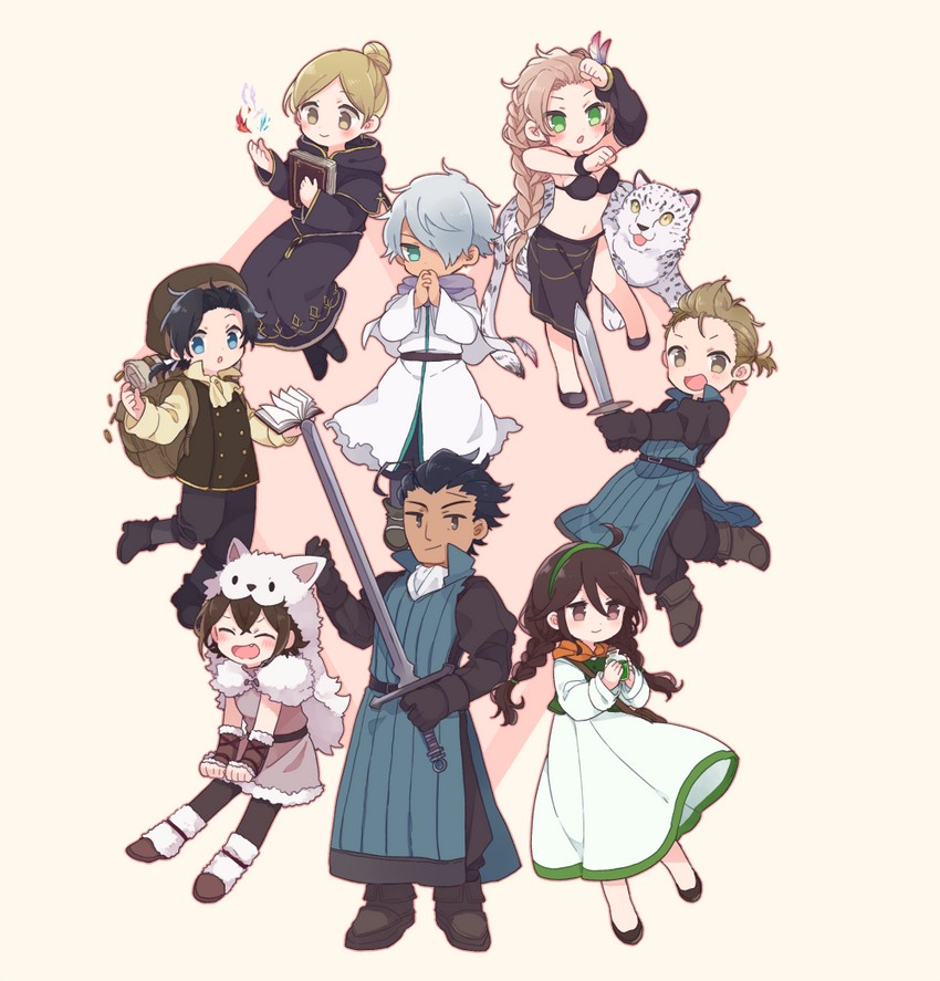 therion, tressa colzione, ophilia clement, primrose azelhart, cyrus albright, and 4 more (octopath traveler and 1 more) drawn by 697_mono_71