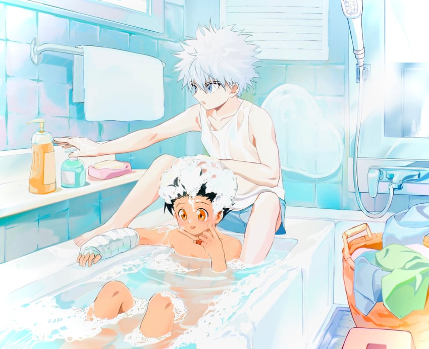 killua zoldyck and gon freecss (hunter x hunter) drawn by k.g_(matsumoto_zo)