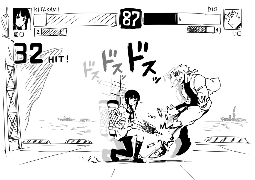 kitakami and dio brando (kantai collection and 3 more) drawn by imada_hidehito