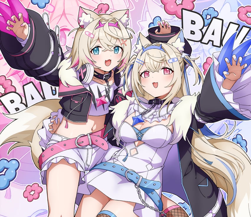 fuwawa abyssgard and mococo abyssgard (hololive and 1 more) drawn by sha_(siasha0104)