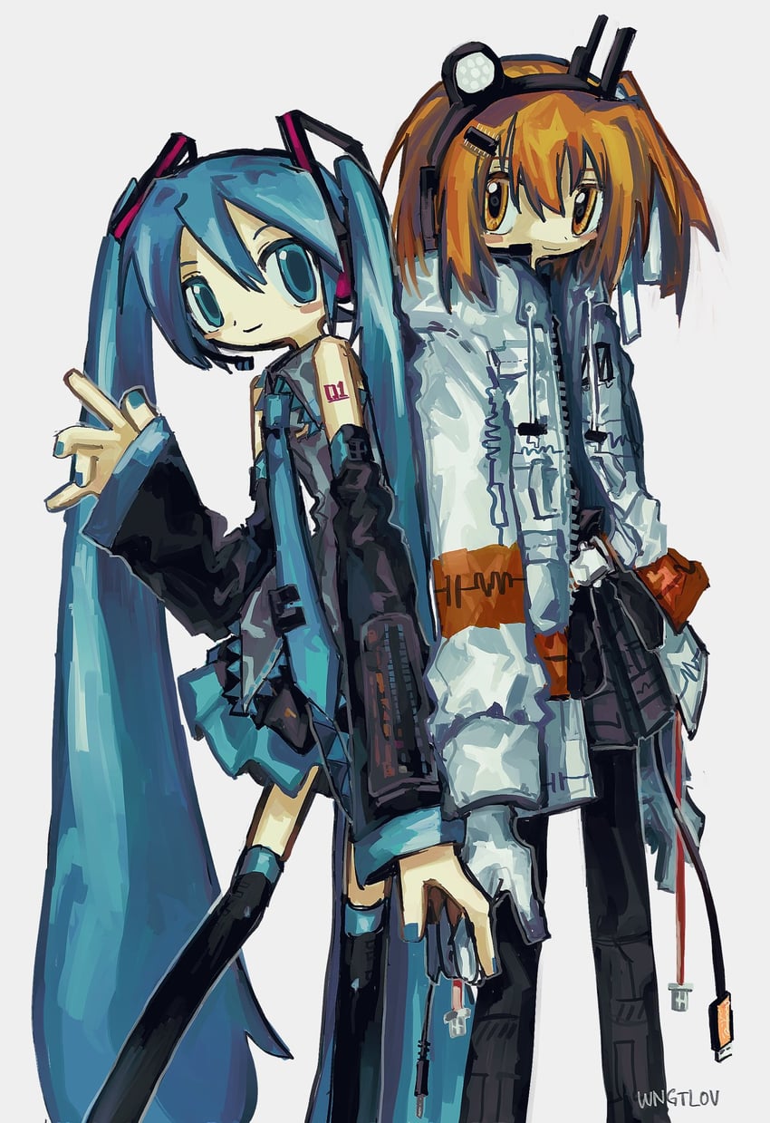 hatsune miku and adachi rei (vocaloid and 2 more) drawn by wngtlov