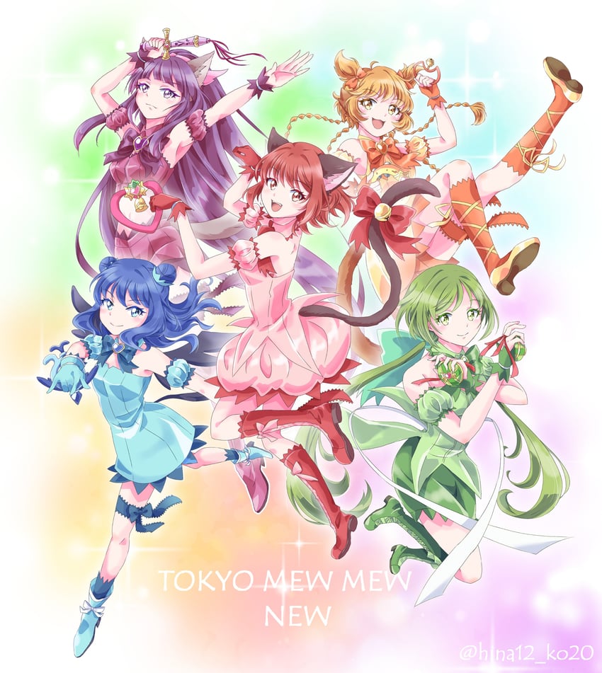 momomiya ichigo, mew ichigo, aizawa mint, fujiwara zakuro, midorikawa lettuce, and 5 more (tokyo mew mew and 1 more) drawn by hina12_ko20