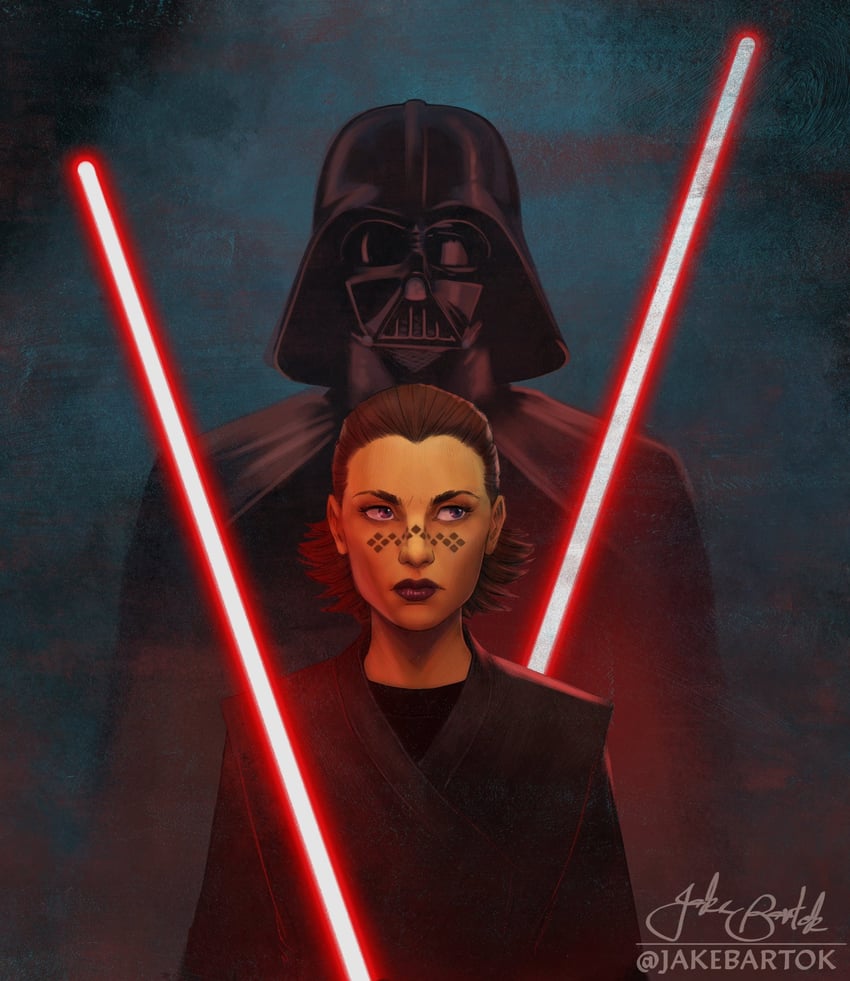 darth vader and barriss offee (star wars) drawn by jr_bartok