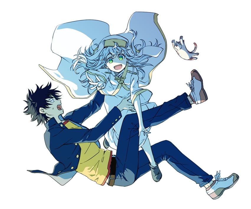 kamijou touma, index, and sphinx (toaru majutsu no index) drawn by saiba_(henrietta)