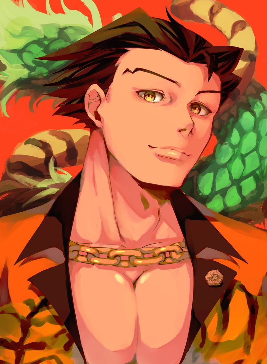phoenix wright and furio tigre (ace attorney and 1 more) drawn by hiluta