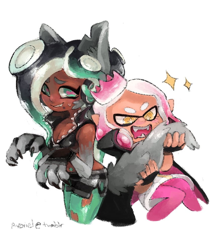 marina and pearl (splatoon and 1 more) drawn by ava-riel