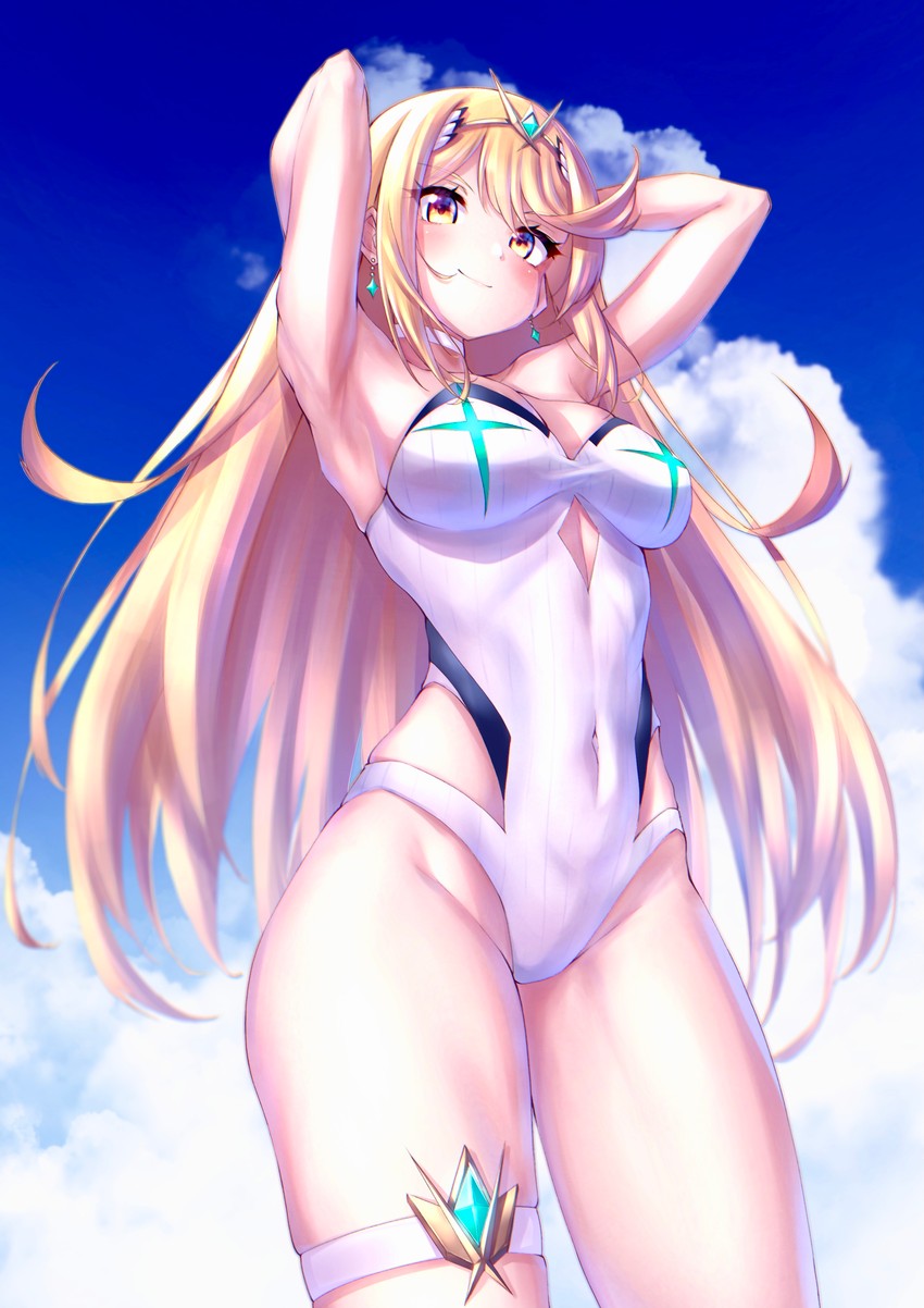 mythra (xenoblade chronicles and 1 more) drawn by hakusai_(hksicabb)