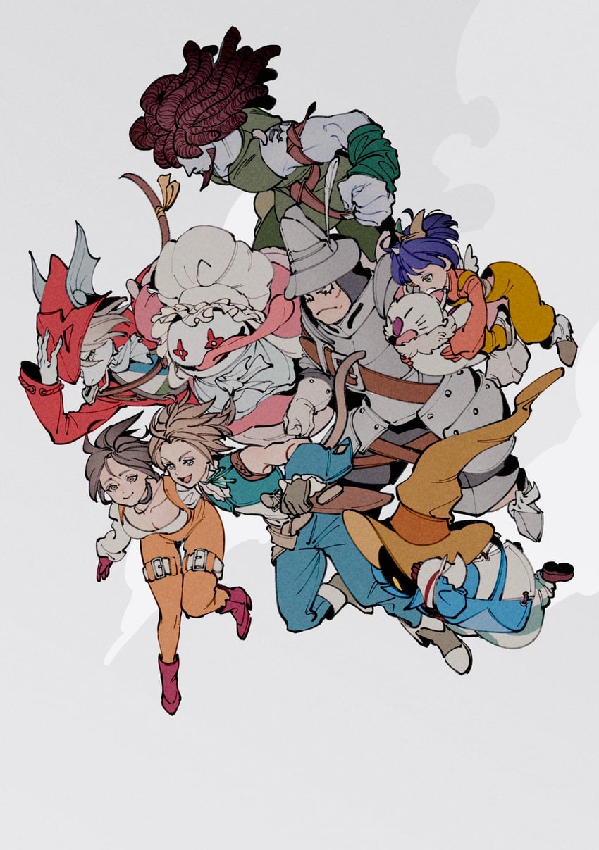 moogle, zidane tribal, garnet til alexandros xvii, black mage, vivi ornitier, and 5 more (final fantasy and 1 more) drawn by oimo_(oimkimn)