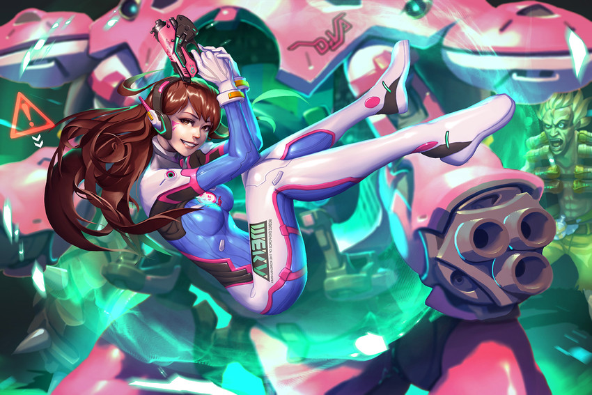 d.va and junkrat (overwatch and 1 more) drawn by bo_xun_lin