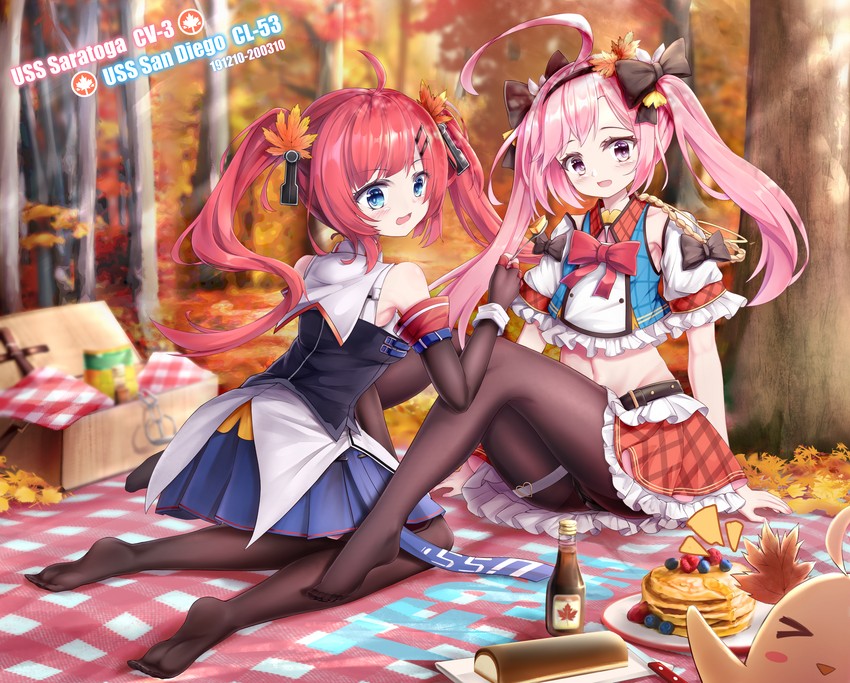 manjuu, saratoga, and san diego (azur lane and 1 more) drawn by hehehzb