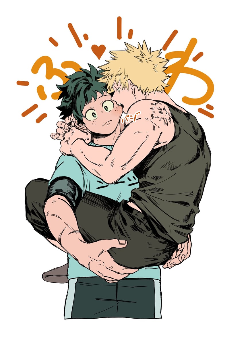 midoriya izuku and bakugou katsuki (boku no hero academia) drawn by nebikkurishita