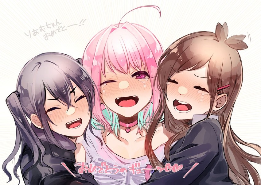 yumemi riamu, sunazuka akira, and tsujino akari (idolmaster and 1 more) drawn by woruka