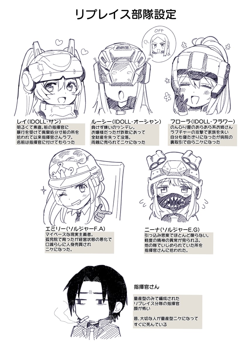 commander, idoll sun, mass-produced nikke, idoll ocean, soldier eg, and 2 more (goddess of victory: nikke) drawn by ame_arare