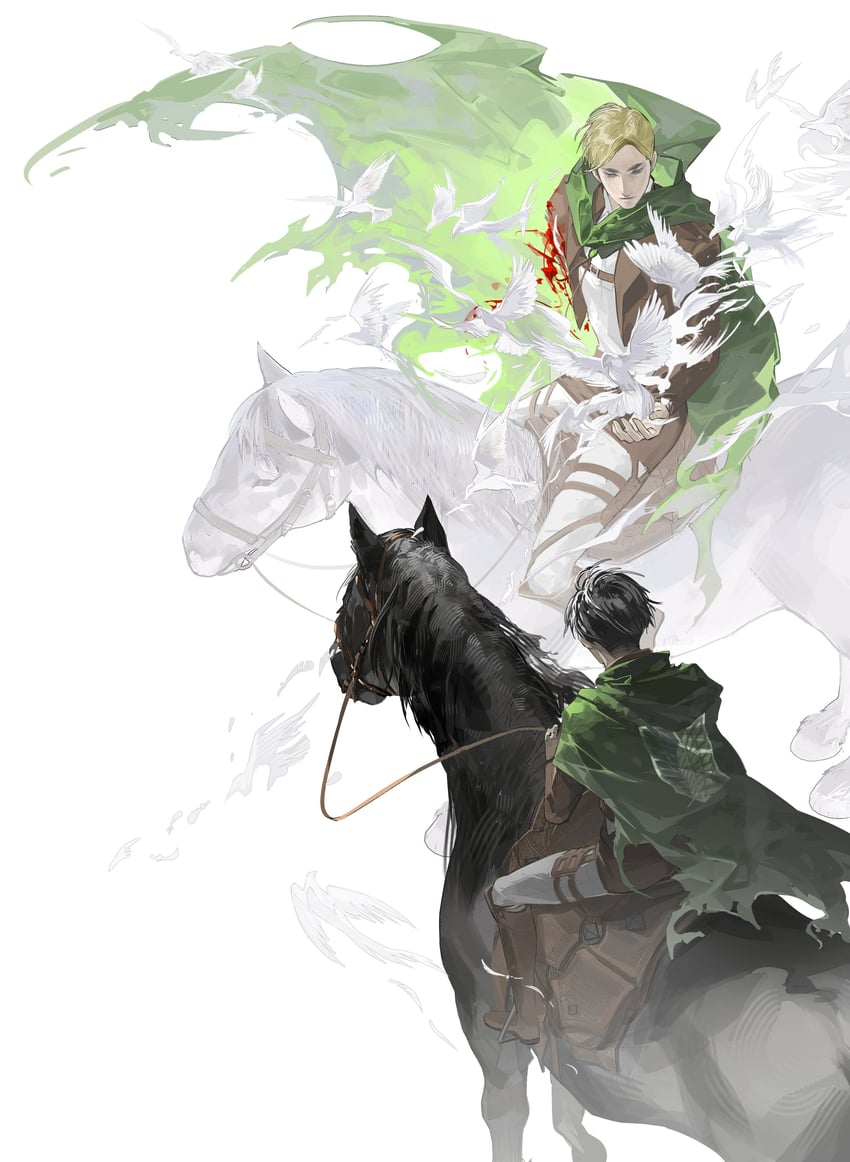 levi and erwin smith (shingeki no kyojin) drawn by duoj_ji