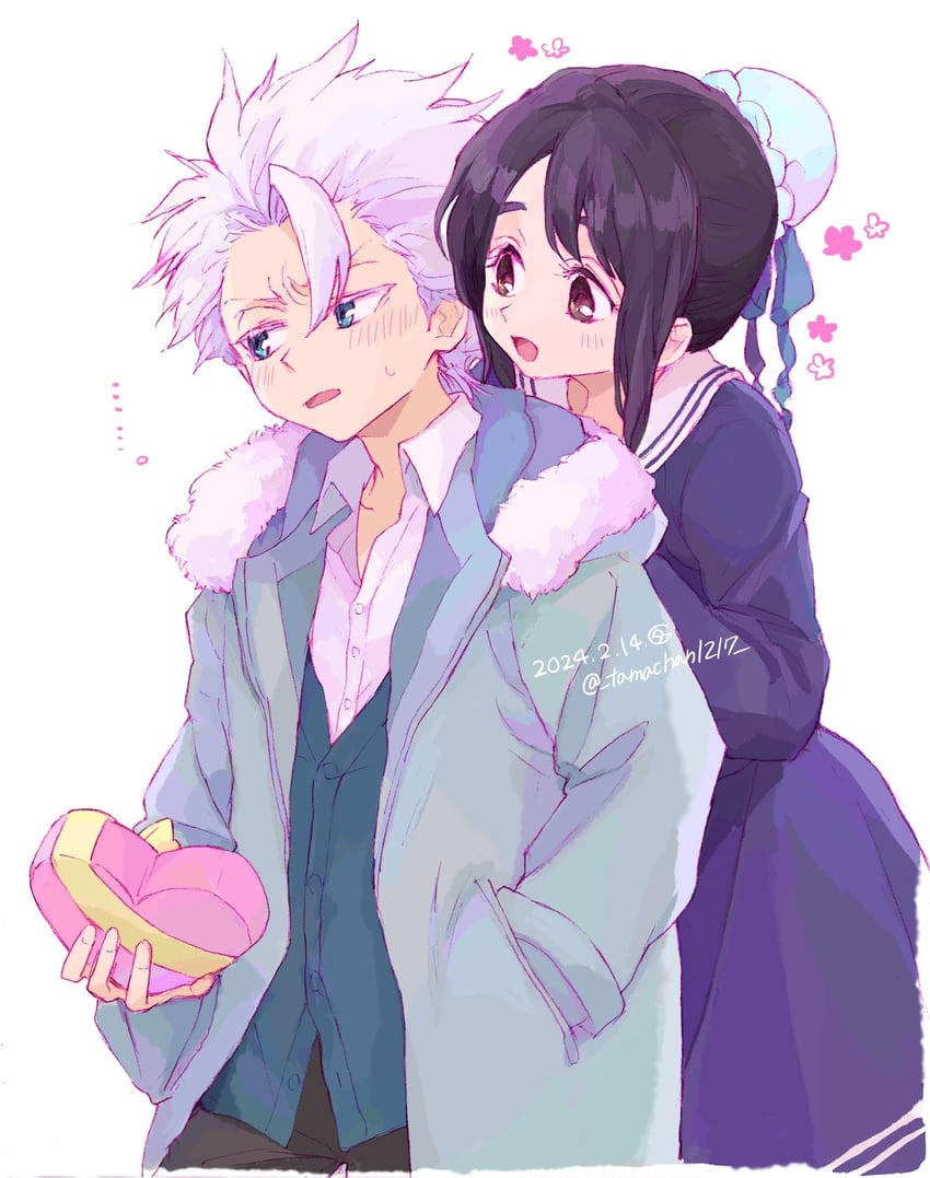 hitsugaya toushirou and hinamori momo (bleach) drawn by tama-chan_(momomomijisakura)