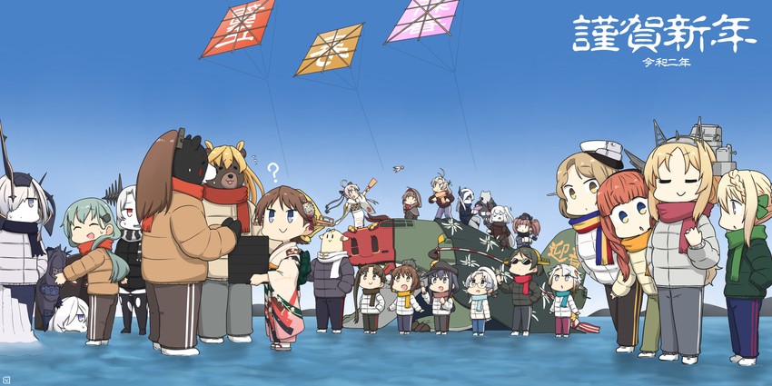 akatsuki, suzuya, yukikaze, hiei, kirishima, and 24 more (kantai collection) drawn by hamu_koutarou