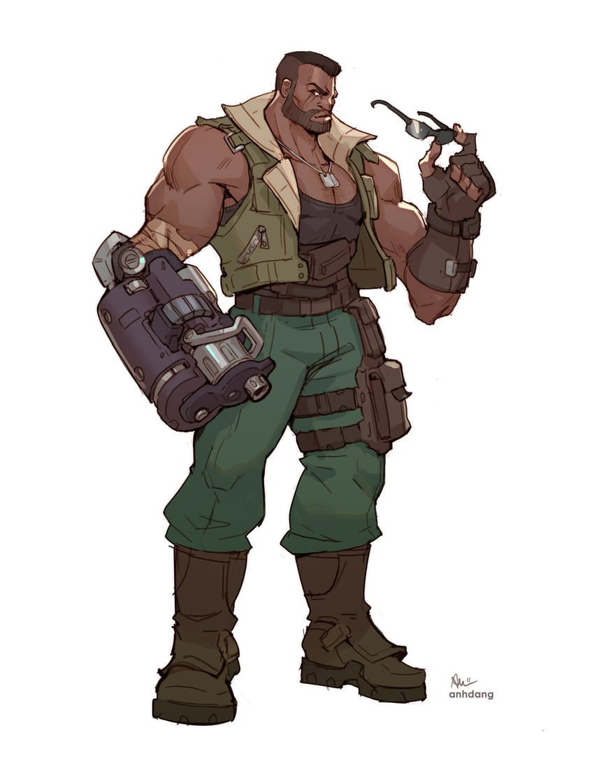 barret wallace (final fantasy and 2 more) drawn by anh_dang