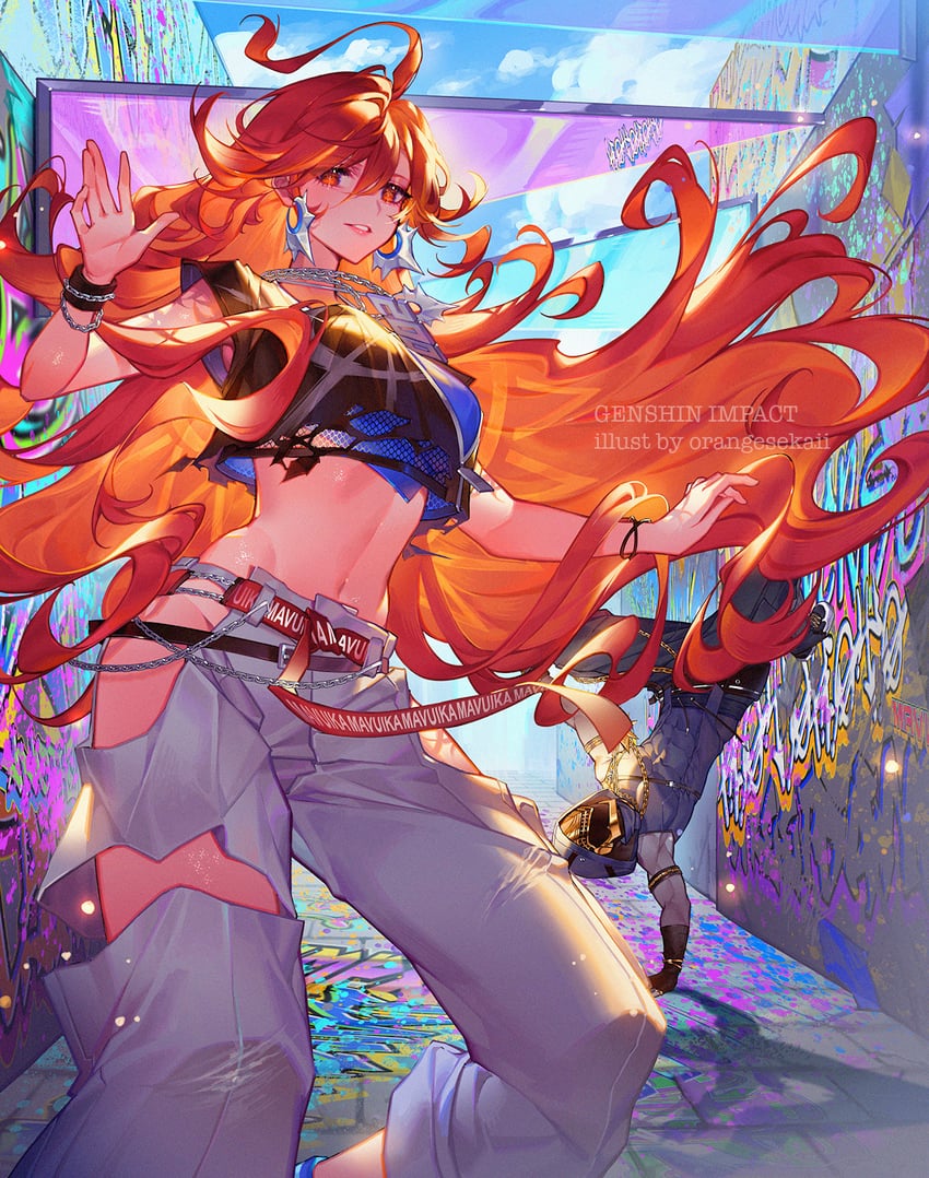 mavuika and capitano (genshin impact) drawn by orange_sekaii