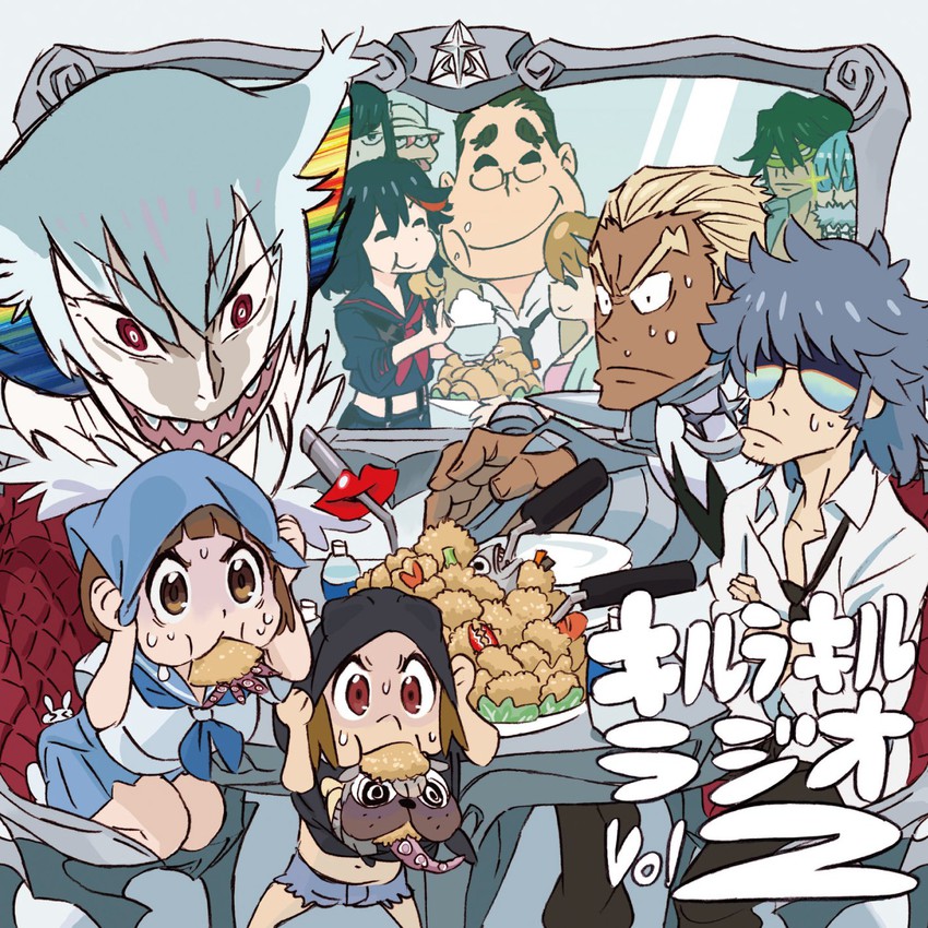 matoi ryuuko, kiryuuin satsuki, mankanshoku mako, jakuzure nonon, gamagoori ira, and 8 more (kill la kill) drawn by sushio