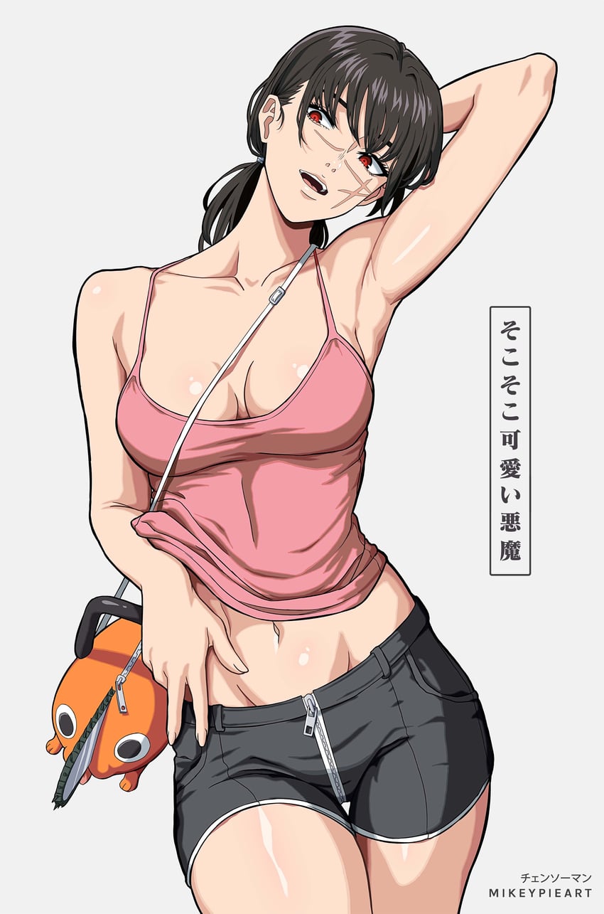 yoru and pochita (chainsaw man) drawn by mikey_pie