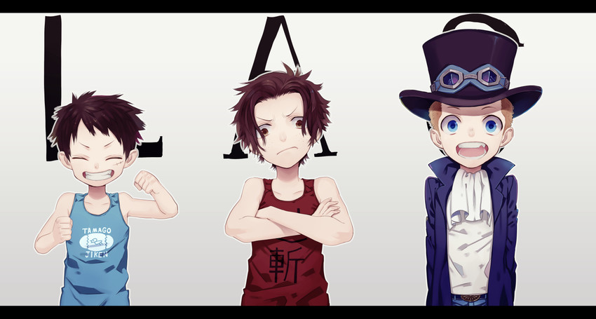monkey d. luffy, portgas d. ace, and sabo (one piece) drawn by too_mizuguchi