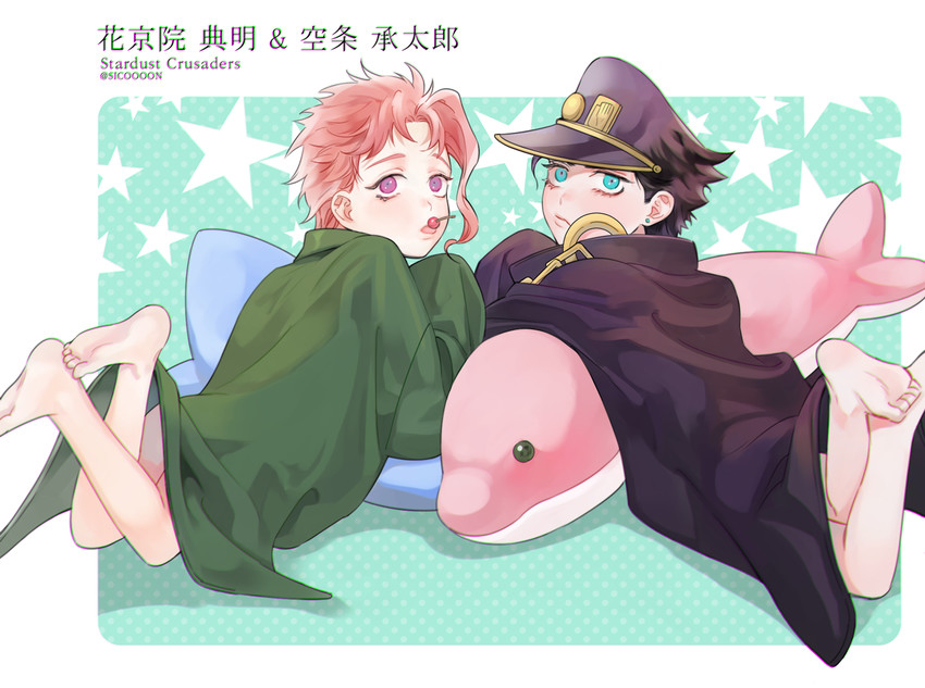 kujo jotaro and kakyoin noriaki (jojo no kimyou na bouken and 1 more) drawn by sicon