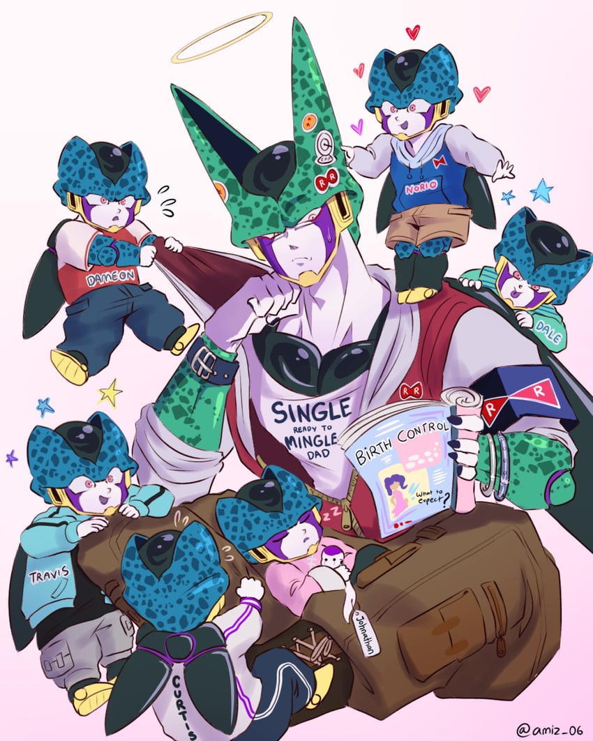 frieza, cell, final form frieza, perfect cell, and cell junior (dragon ball and 1 more) drawn by amiz06