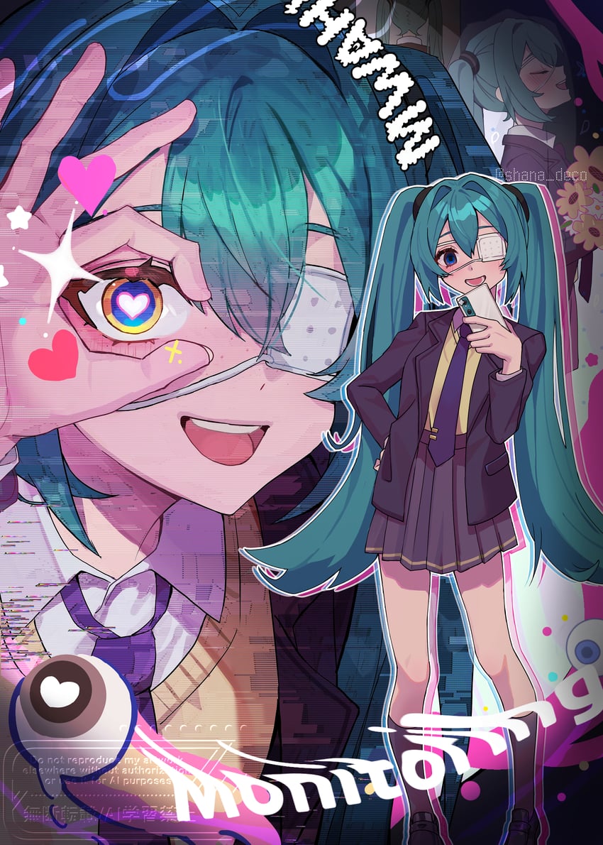 hatsune miku (vocaloid and 1 more) drawn by shana_deco