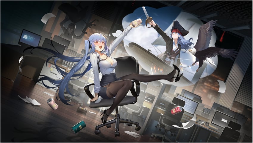 essex and shangri-la (azur lane and 2 more) drawn by kexue