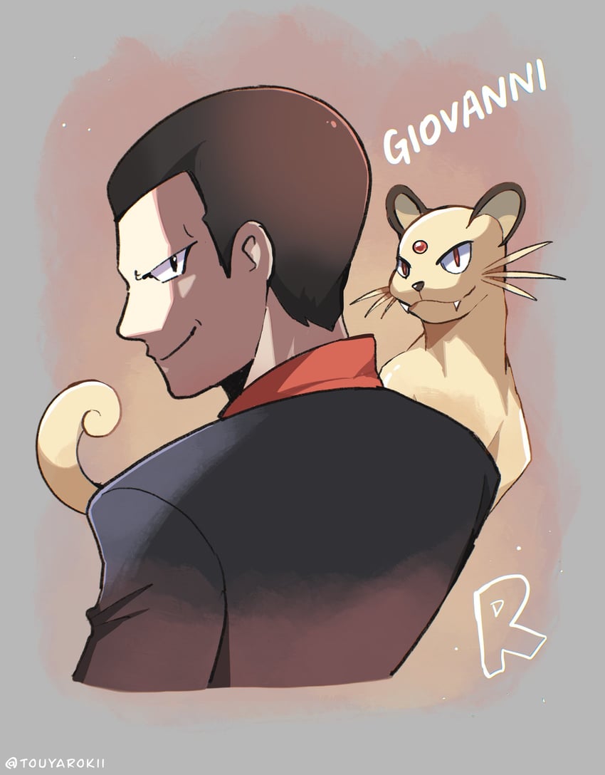 giovanni and persian (pokemon and 1 more) drawn by touyarokii