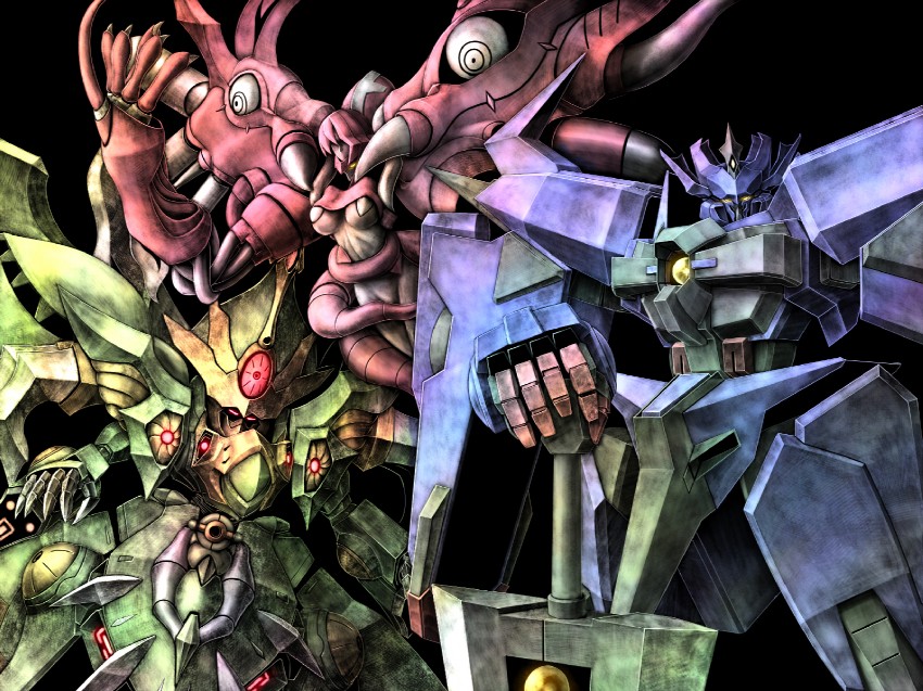 granzon, wiztoll kai, and nazgadd (super robot wars and 1 more) drawn by tro_(trombe)