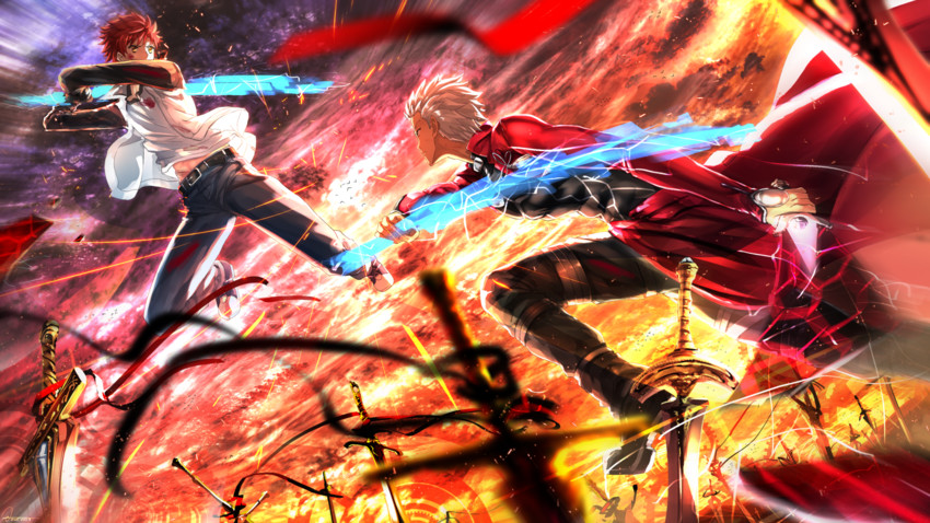 emiya shirou and archer (fate and 1 more) drawn by swordsouls