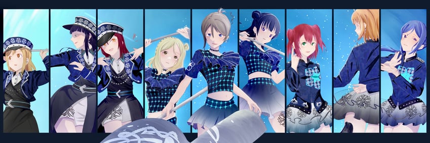 watanabe you, tsushima yoshiko, sakurauchi riko, takami chika, matsuura kanan, and 4 more (love live! and 1 more) drawn by amnyai_jimuki