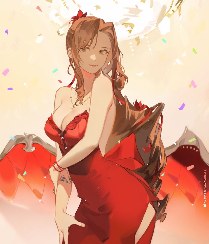 aerith gainsborough (final fantasy and 2 more) drawn by lanhacy