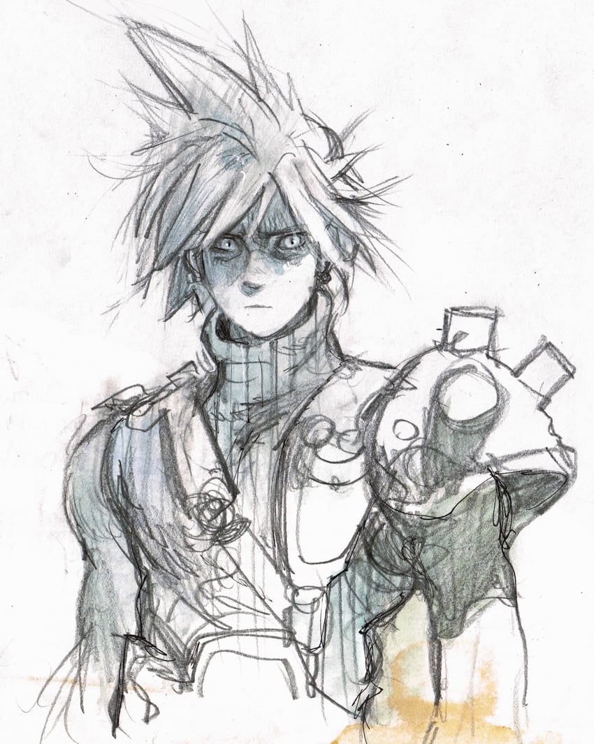 cloud strife (final fantasy and 1 more) drawn by matias_bergara