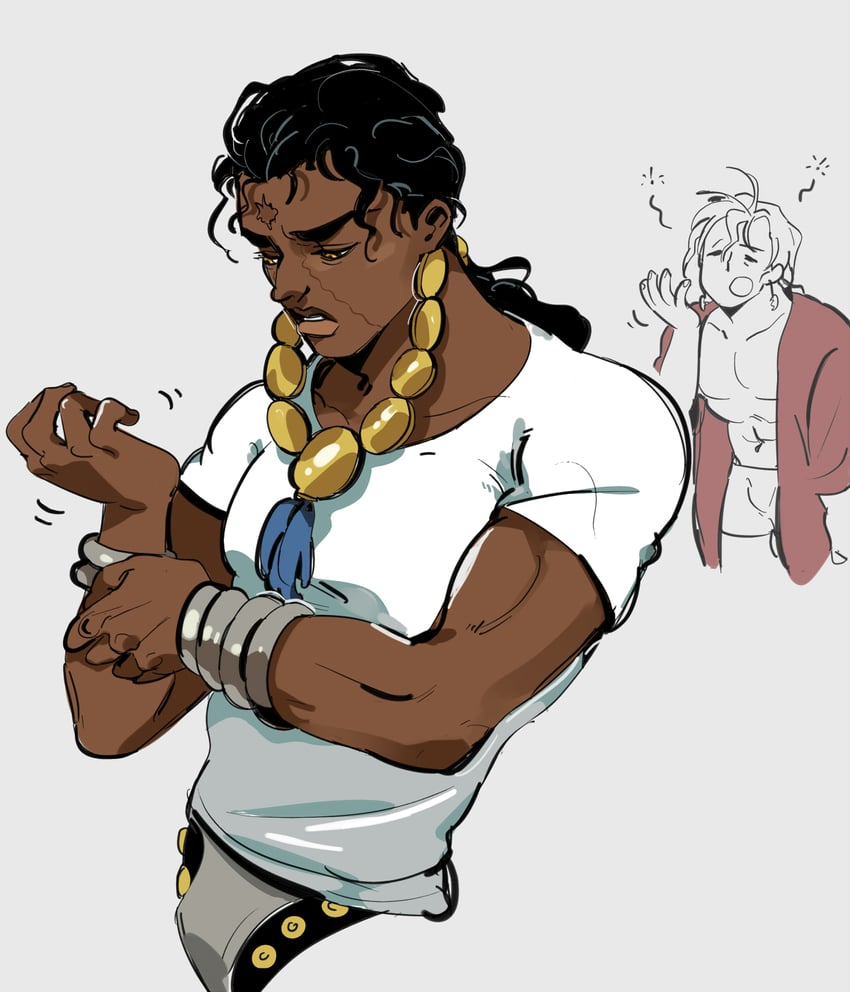 jean pierre polnareff and mohammed avdol (jojo no kimyou na bouken and 1 more) drawn by mich0307art