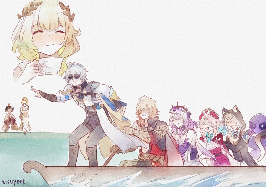 phainon, castorice, mydei, aglaea, cipher, and 2 more (honkai and 1 more) drawn by utsuyeet
