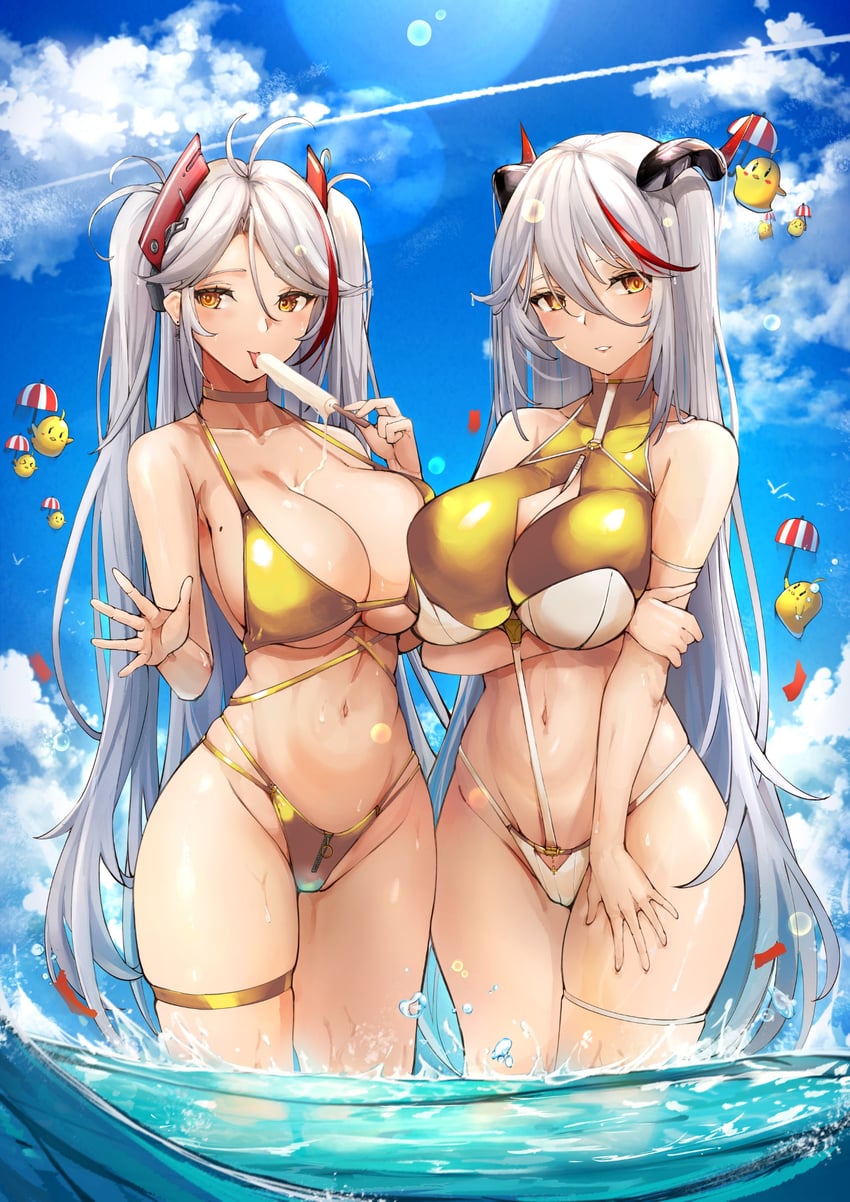 manjuu, prinz eugen, aegir, and sakura ayane (azur lane) drawn by yusha_m
