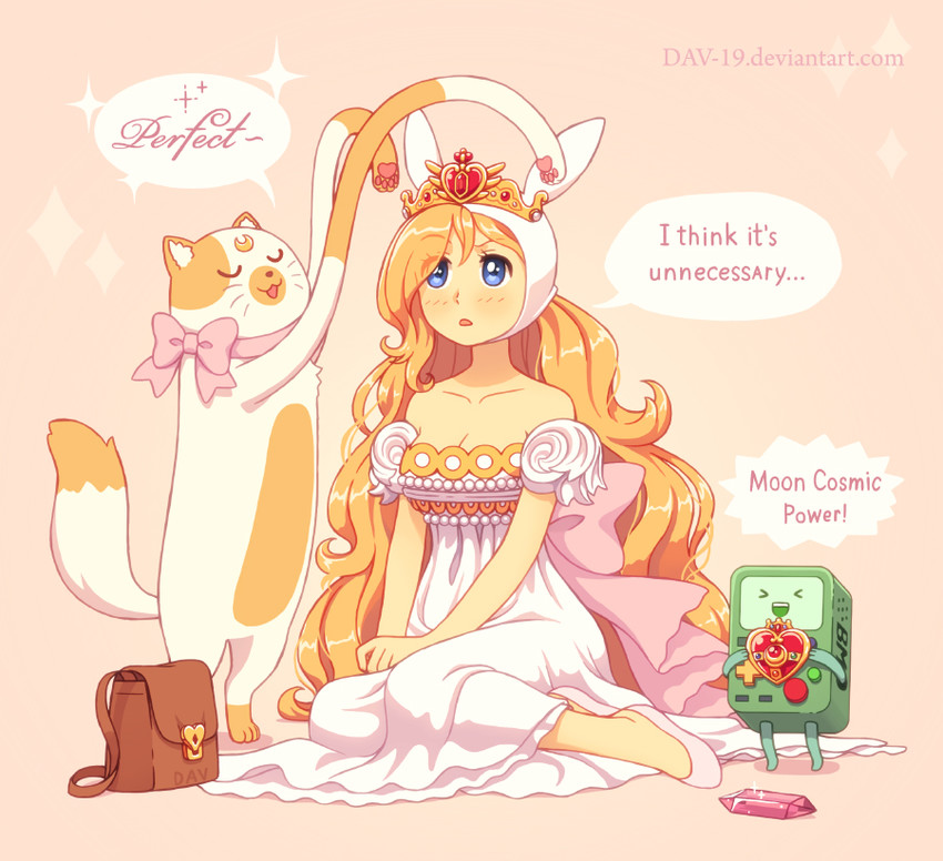 princess serenity, fionna campbell, bmo, and cake (bishoujo senshi sailor moon and 2 more) drawn by dav-19