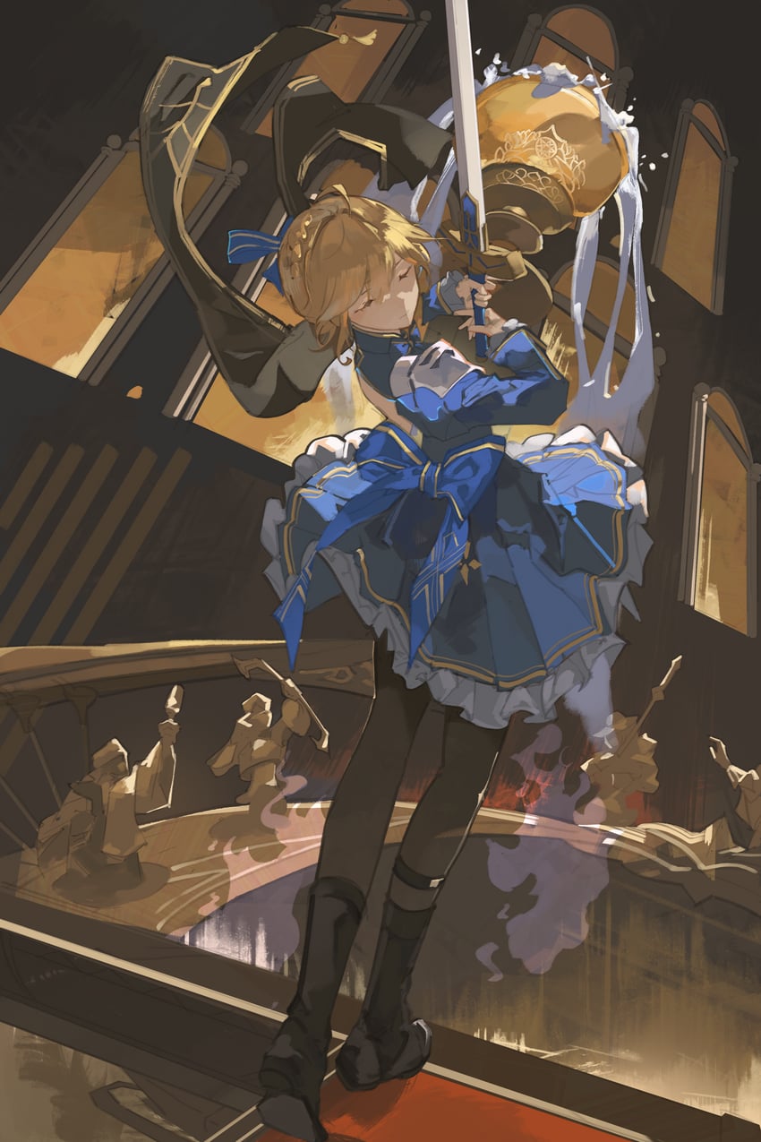 artoria pendragon and saber (fate and 3 more) drawn by saturn_(saturn_illus)