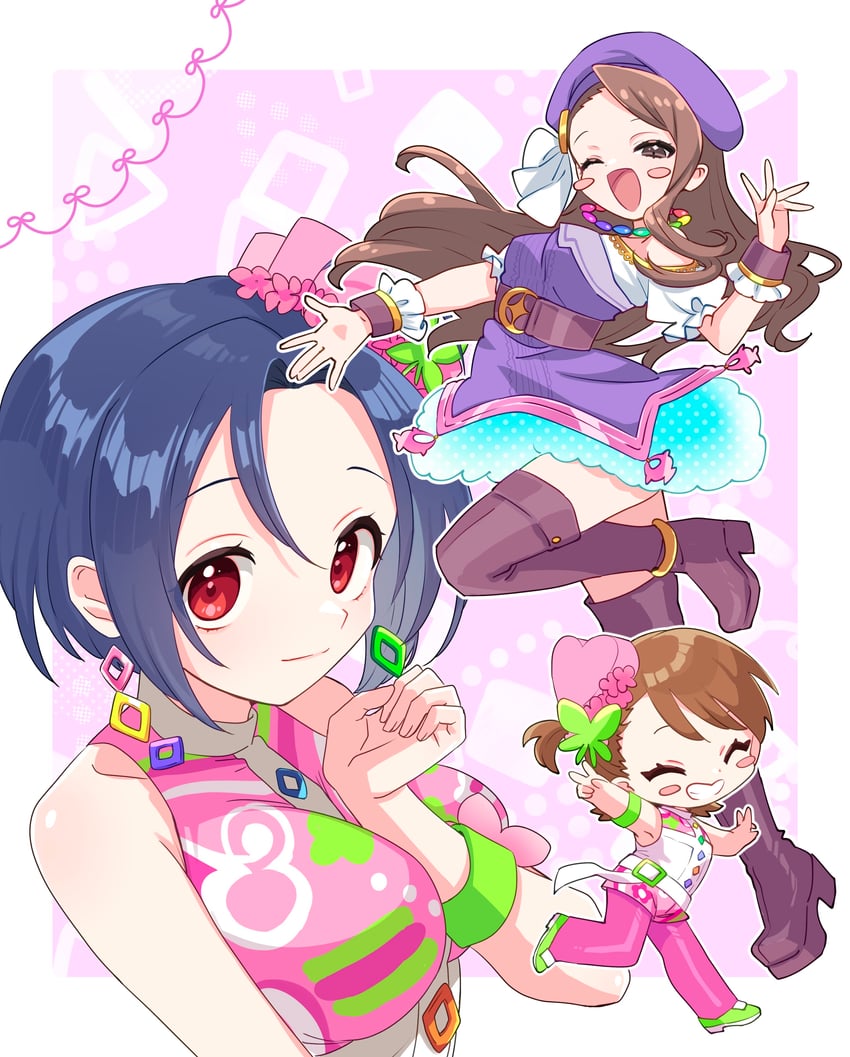 minase iori, miura azusa, and futami ami (idolmaster and 2 more) drawn by sukoyaka_(100hituzi)